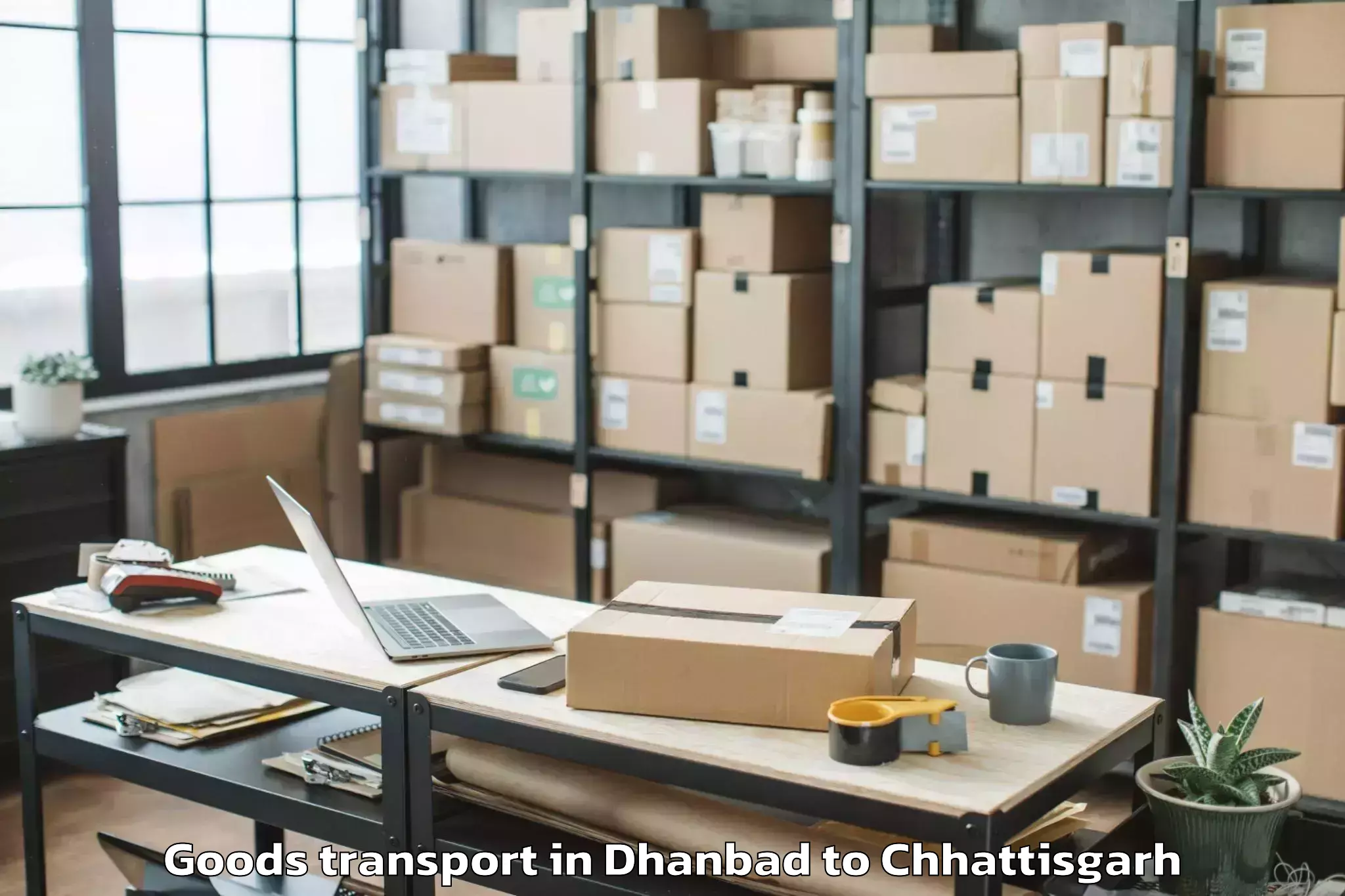 Easy Dhanbad to Dabhra Goods Transport Booking